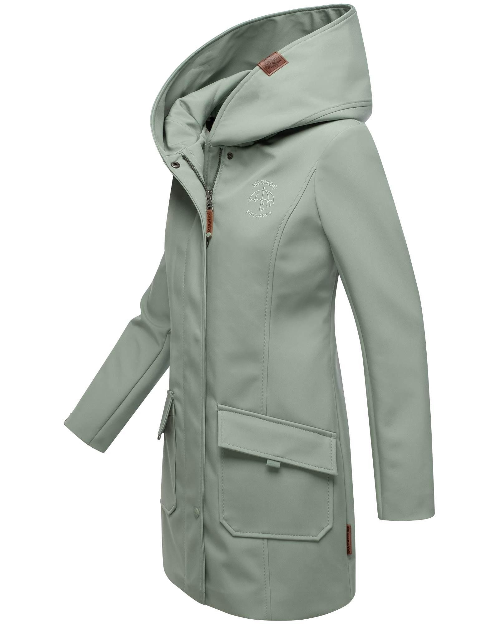 Marikoo Softshelljacke Softshelljacke Mayleen – Damen Übergangsjacke mit Kapuze und Taillierter Schnitt, hoher Tragekomfort und stilvolle Details