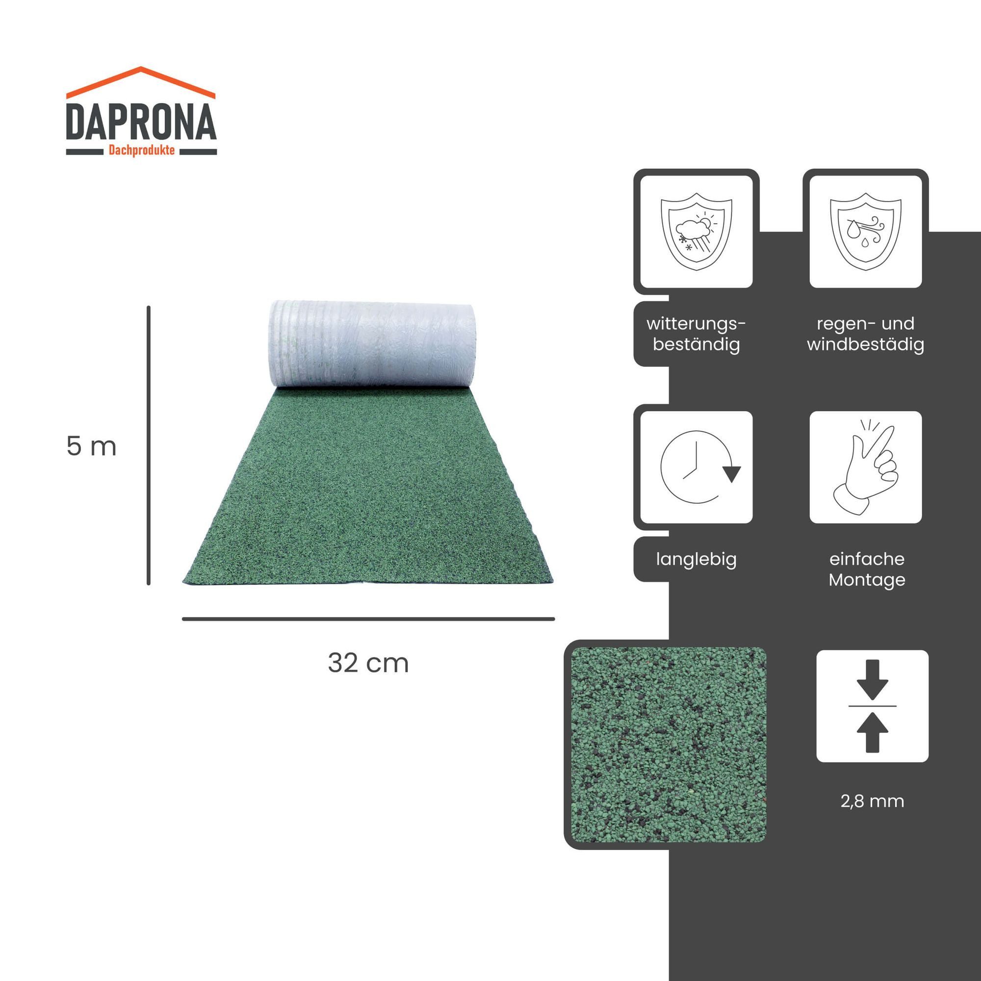 DAPRONA Dachschindeln Dachschindeln, Firstabdeckung 5m x 32cm Grün, (20-St), Bitumen Firstband für Gartenhaus, Carport