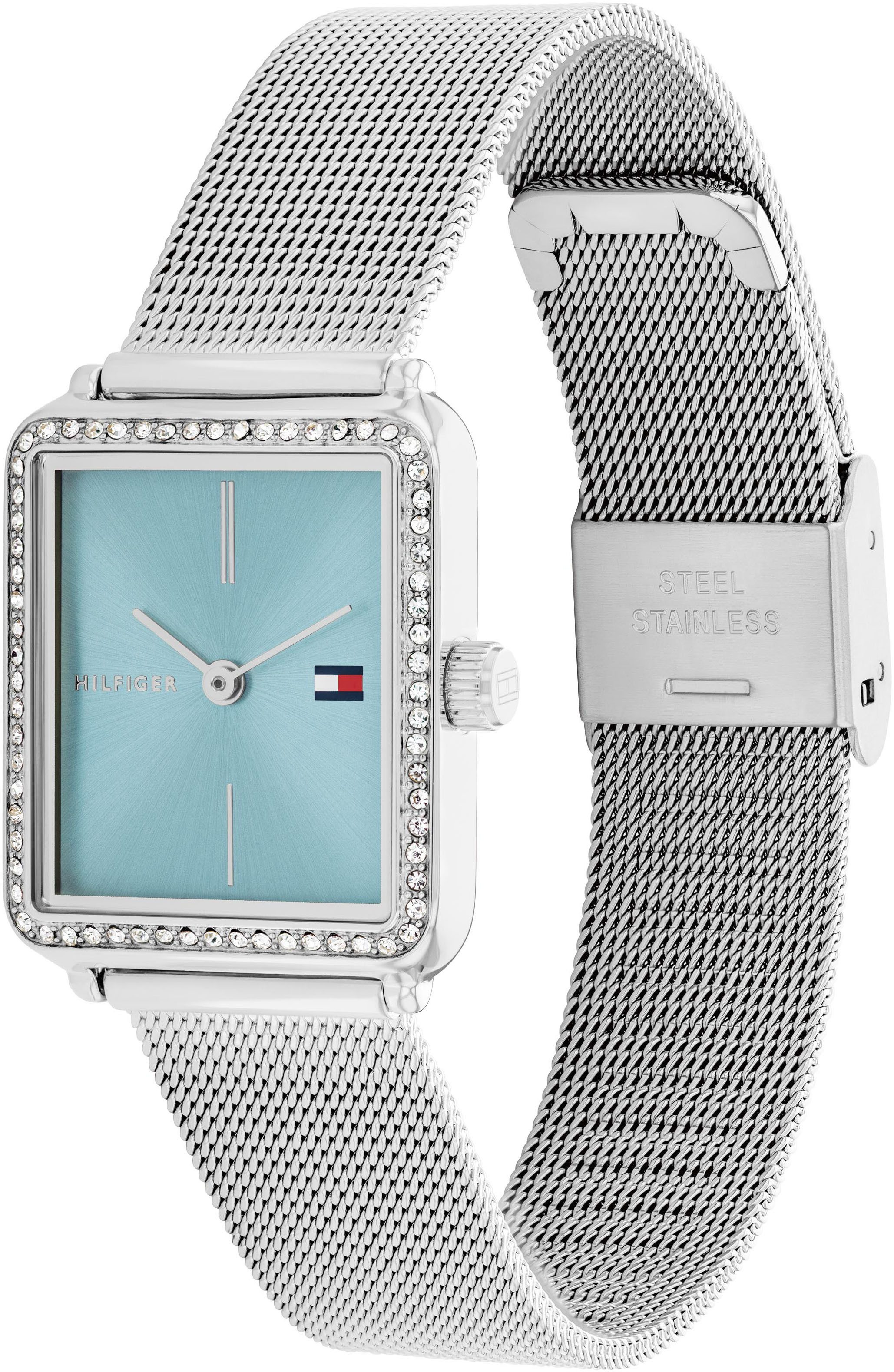 Tommy Hilfiger Quarzuhr TEA TANK 1782789, Armbanduhr, Damenuhr, Edelstahlar günstig online kaufen