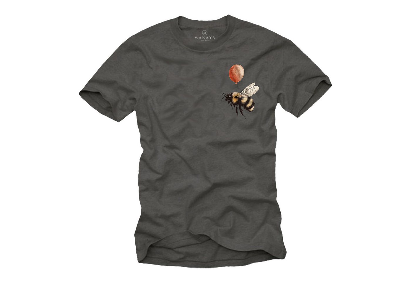 MAKAYA T-Shirt Herrenshirt mit Hummel Aufdruck– Lustiges Tier Funshirt für Männer (Grau, Blau, Grün, Lila, S, M, L, XL, XXL, XXXL, XXXXL, XXXXXL) Baumwolle