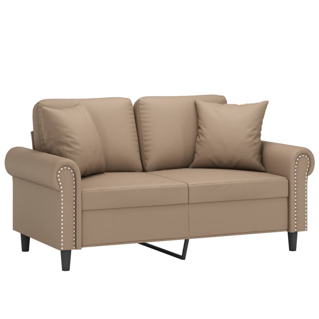 vidaXL Sofa 2-Sitzer-Sofa mit Zierkissen Cappuccino-Braun 120 cm Kunstleder, 1 Teile