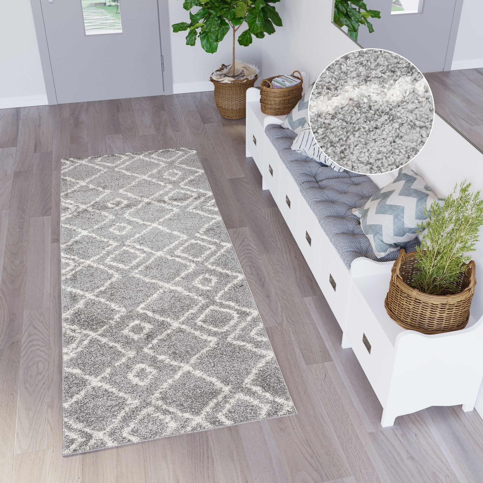 Tapiso Hochflor-Läufer DELHI, rechteckig, Höhe: 30 mm, Langflor Shaggy Modern Design Flauschig Wohnzimmer Schlafzimmer
