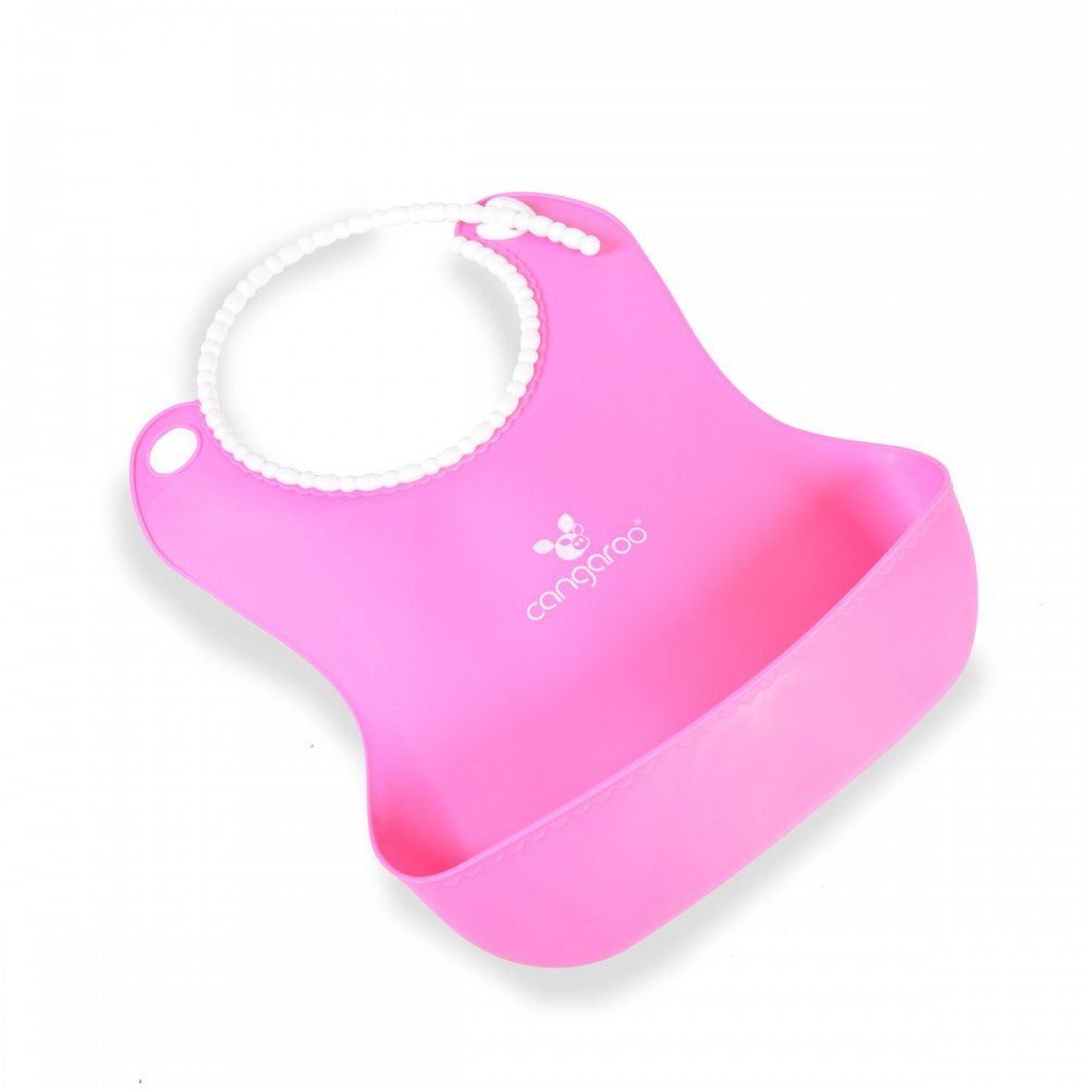 Cangaroo Lätzchen Babylatz Silikon verstellbar rosa Tasche, (1-St), Essensreste, für Verschluss Am-Am