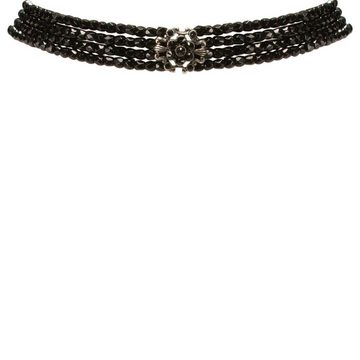 Alpenflüstern Collier Trachten-Perlen-Kropfkette Amalia (schwarz), - nostalgische Trachtenkette, eleganter Damen-Trachtenschmuck, Dirndlkette