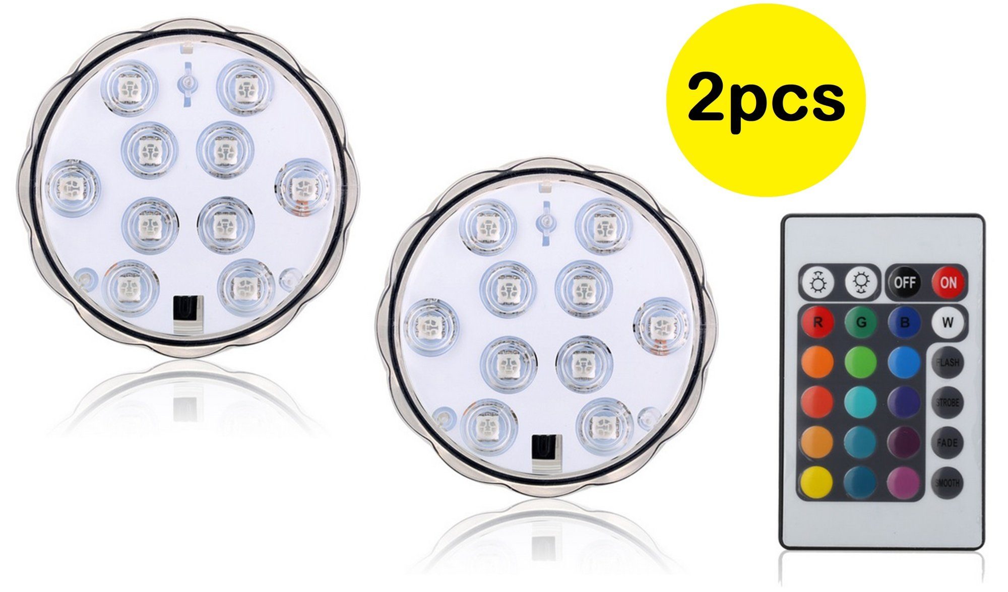 7even Discolicht LED Untersetzer mit Fernbedienung (Doppelpack) 2 Stück