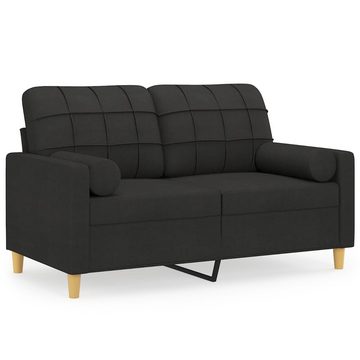 vidaXL Sofa 2-Sitzer-Sofa mit Zierkissen Schwarz 120 cm Stoff