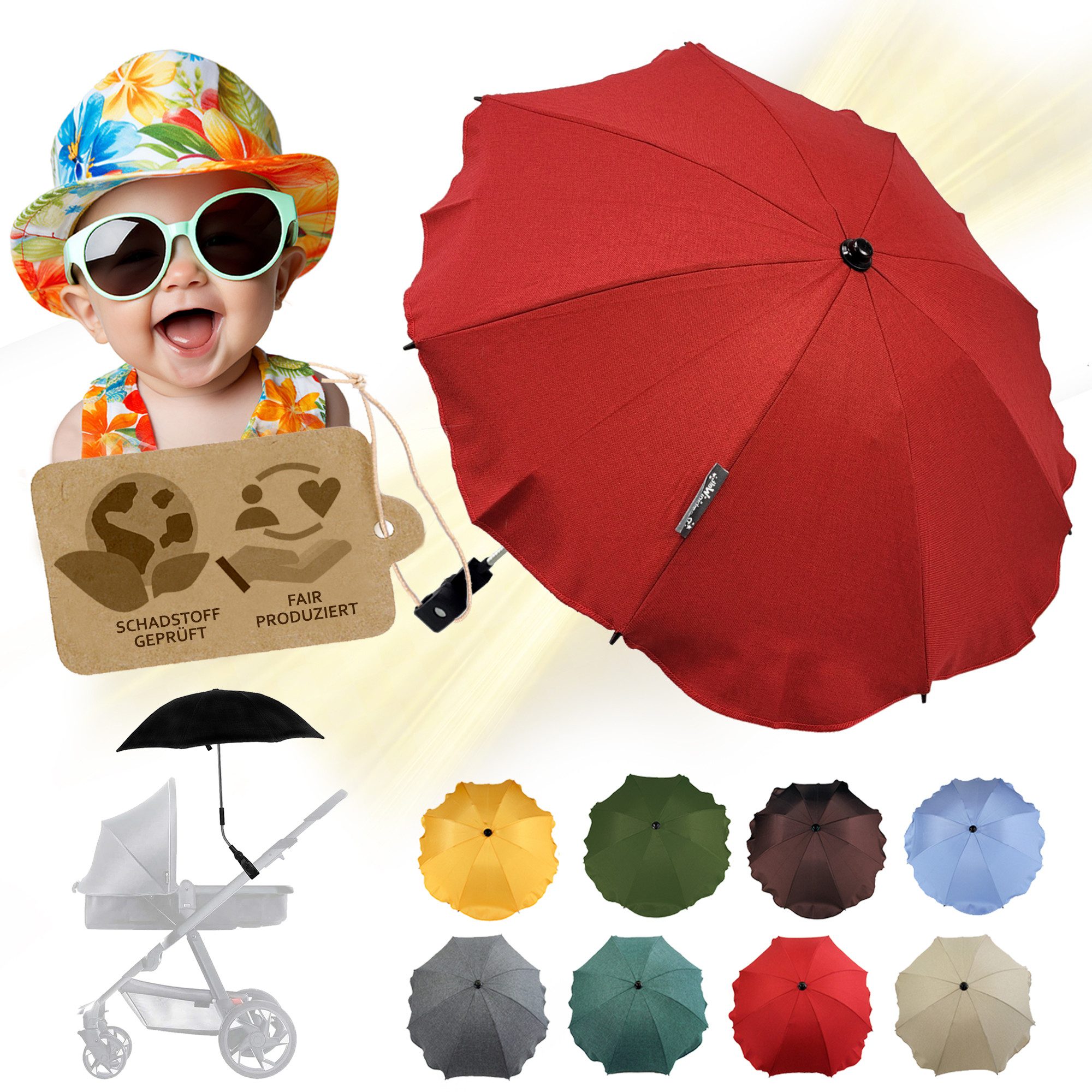 Kinderwagen-Sonnenschutzhülle Sonnenschirm Sonnenschutz für Kinderwagen Buggy Jogger universal UV50+