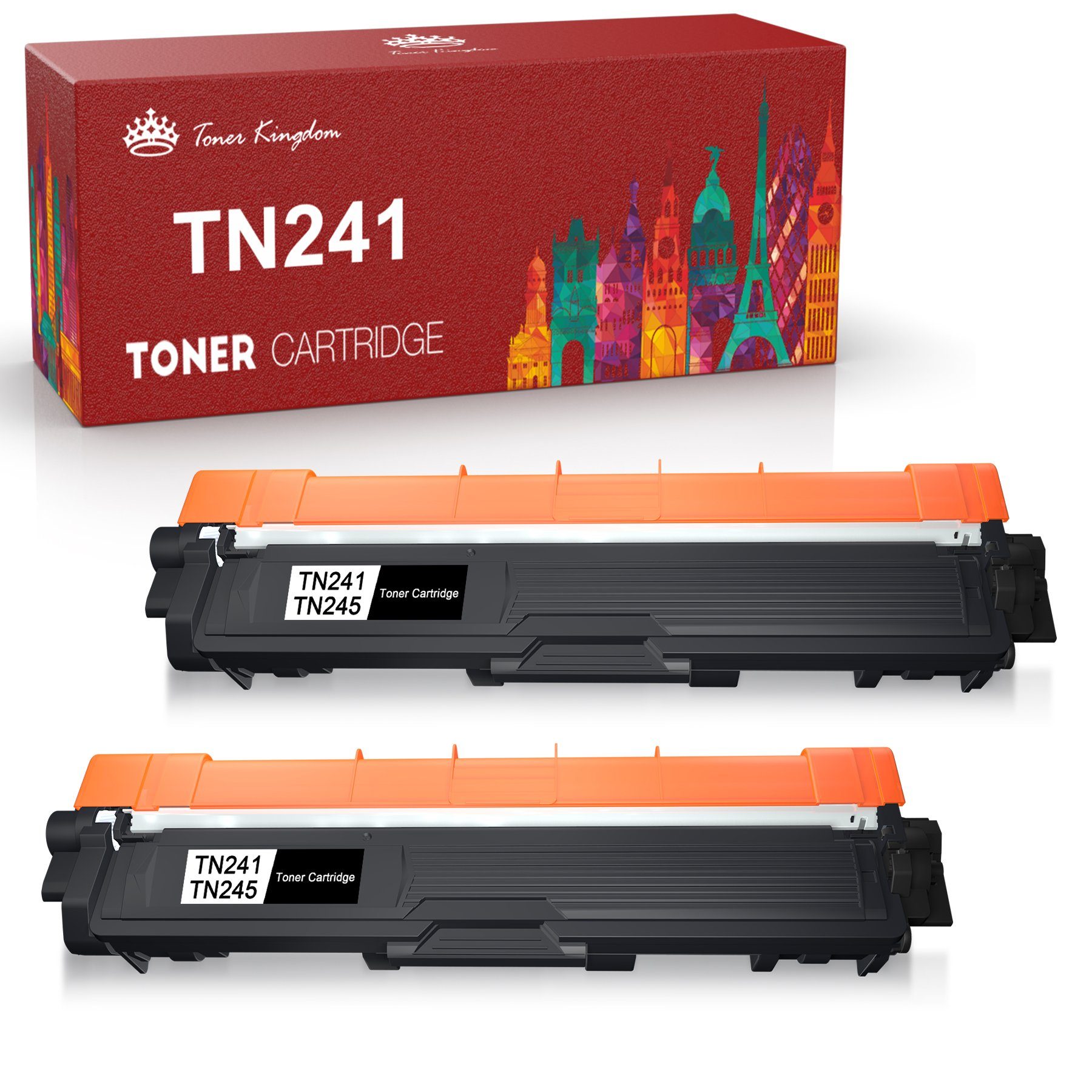 Toner Kingdom Tonerpatrone 2x Schwarz TN241 TN 241 für Brother HL-3150 HL-3170  MFC-9140CDN