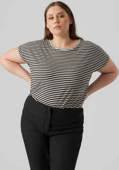 Vero Moda Curve Rundhalsshirt VMAYA PLAIN SS TOP STRIPE GA NOOS CURVE