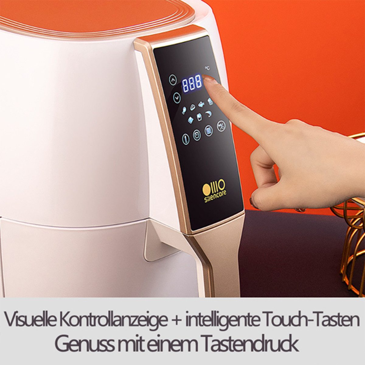 autolock Heißluftfritteuse, Luftfritteuse Multifunktions Heißluftfritteuse 1400W 4L