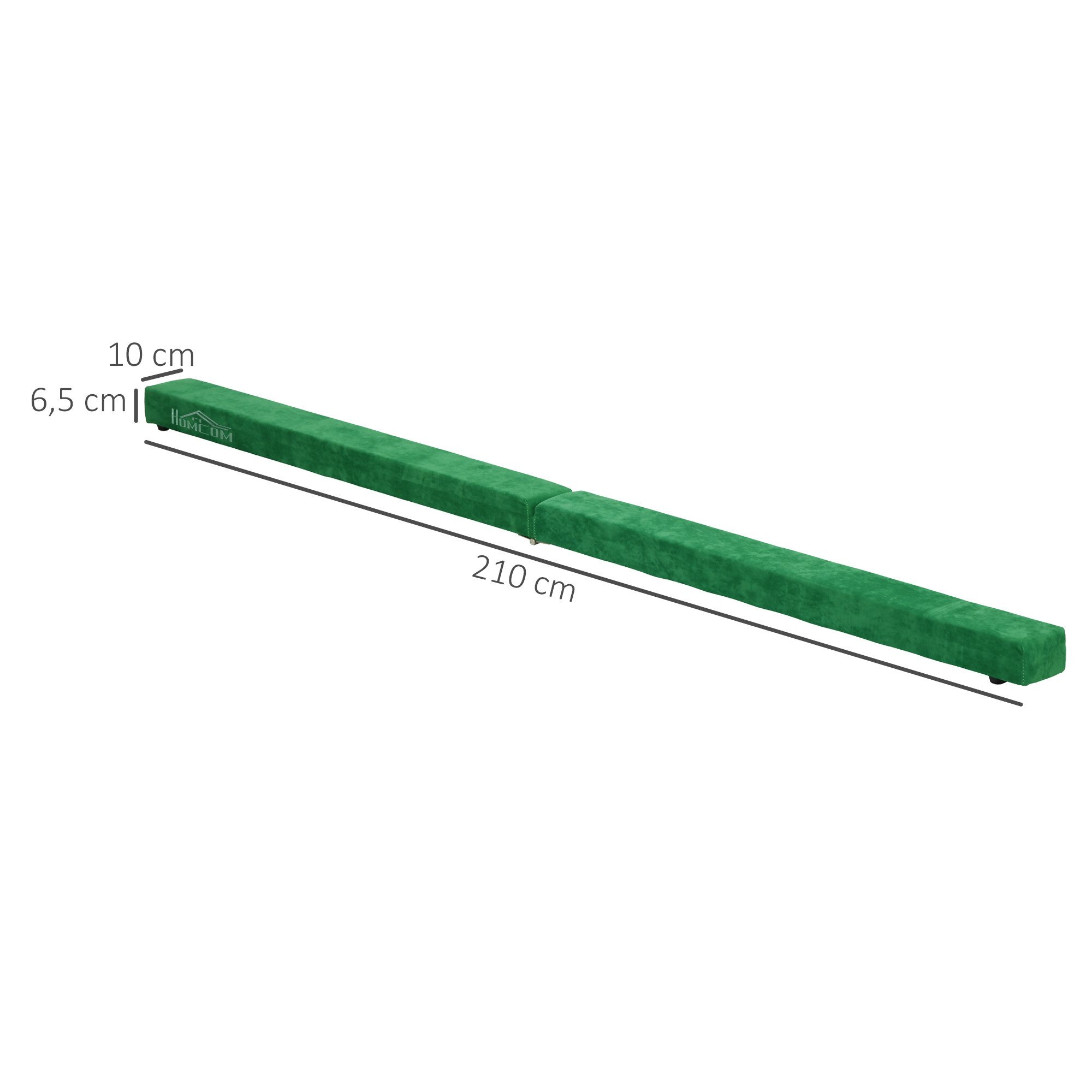 HOMCOM Balancetrainer 210 cm Schwebebalken klappbar Turnbalken Indoor Outdoor, bis 120 kg, 210 x 10 x 6,5 cm, Grün