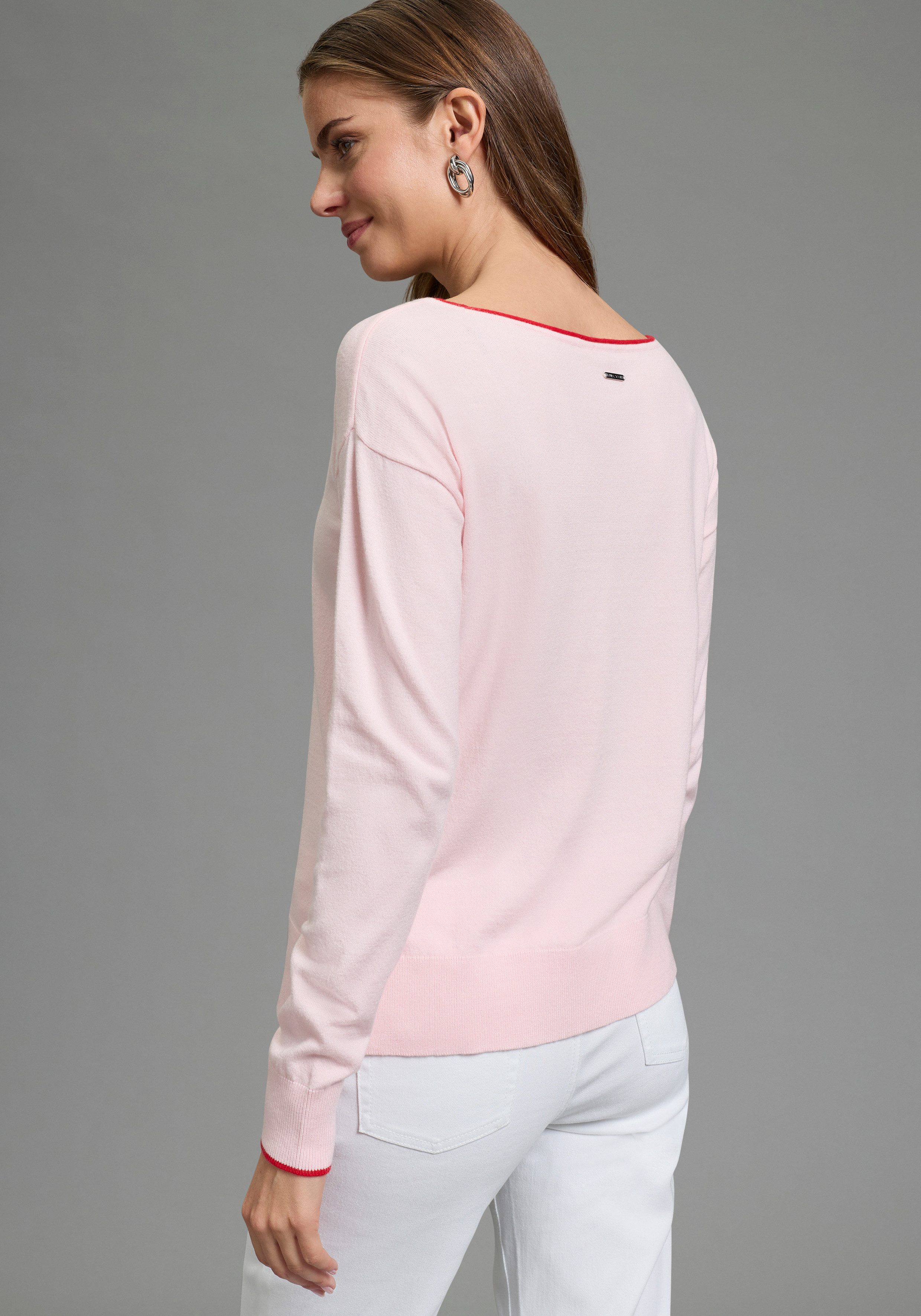 Laura Scott Strickpullover leichter Übergangspullover mit modernen Kontrastdetails