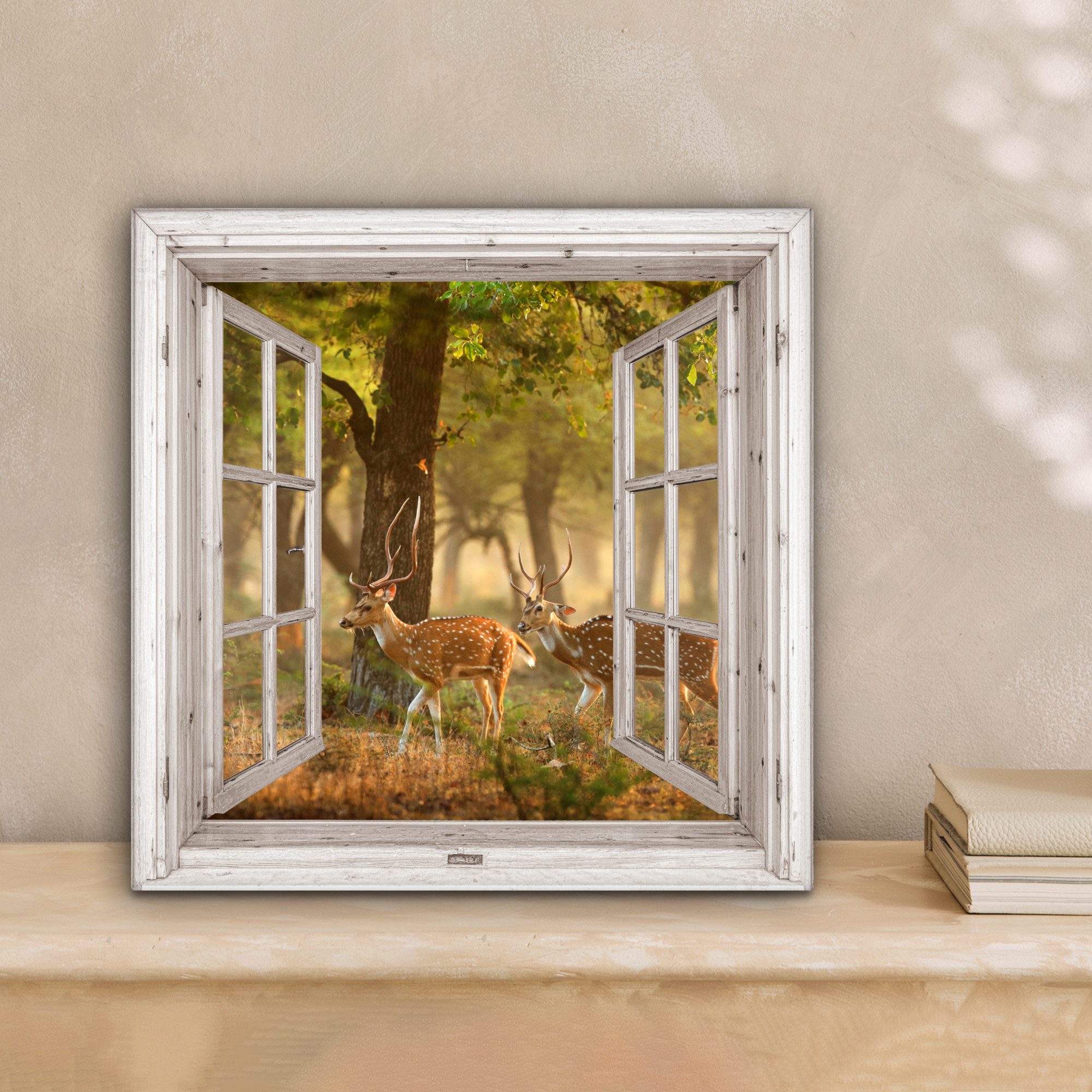 OneMillionCanvasses® Leinwandbild Hirsche - Wald - Herbst - Waldtiere - Nat günstig online kaufen