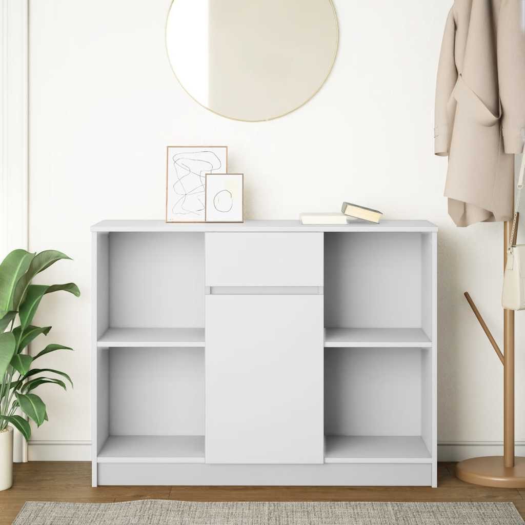 vidaXL Sideboard Sideboard mit Schublade Weiß 101x35x76 cm Holzwerkstoff (1 St)