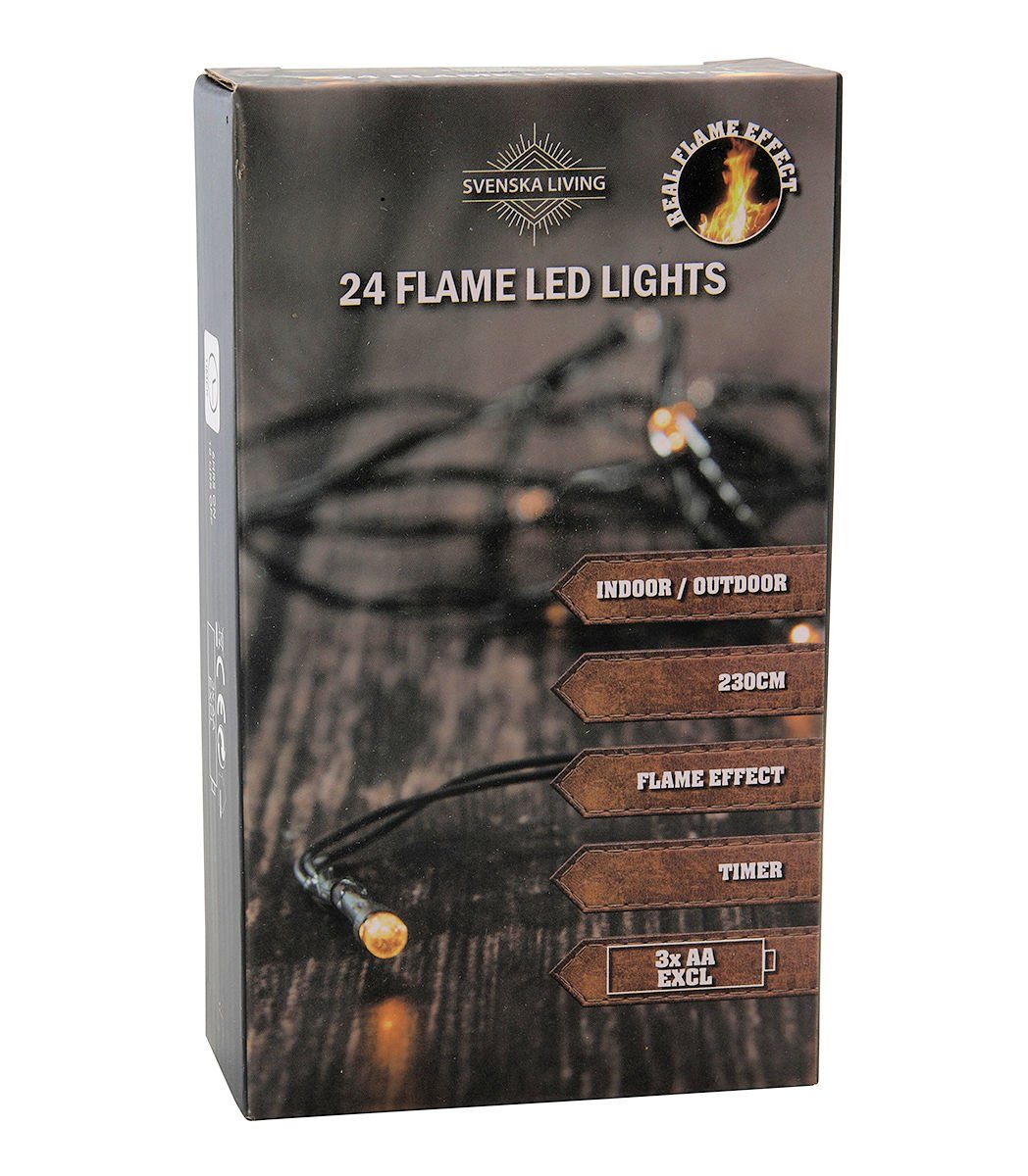 Spetebo LED-Lichterkette Flame Lights Lichterkette mit Timer - 24 LED / 230, 24-flammig, Flammen Effekt Garten Deko Beleuchtung für Außen - Batterie betrieben