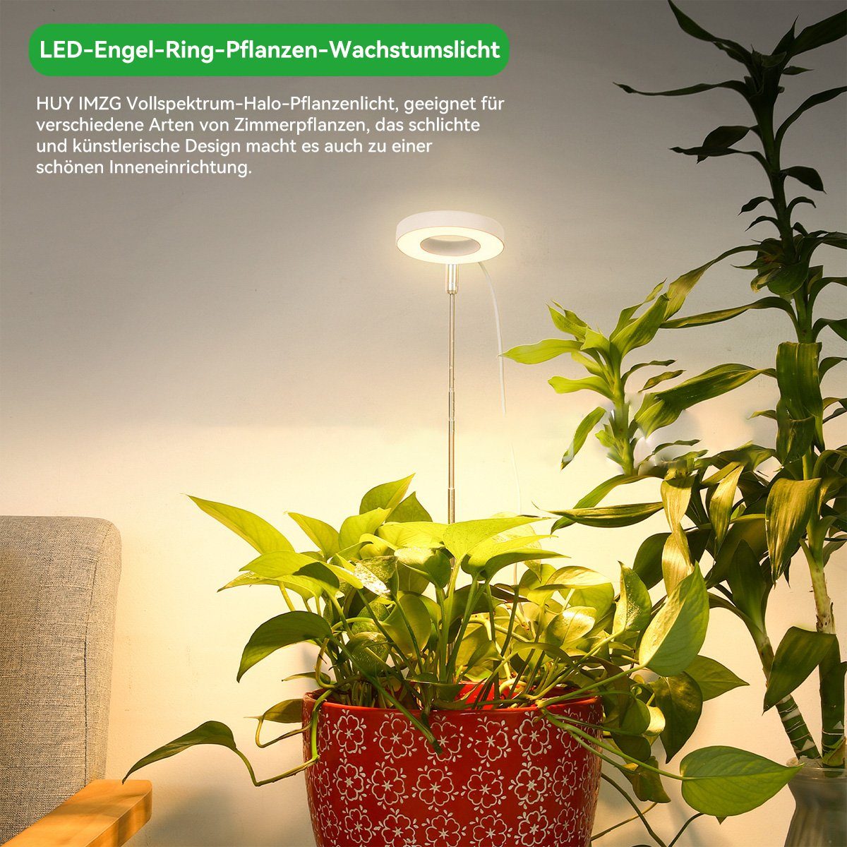 5W/15W Pflanzenlampe DOPWii mit Pflanzenlicht Modus, 3 9 Licht Helligkeitsstufen Weiss