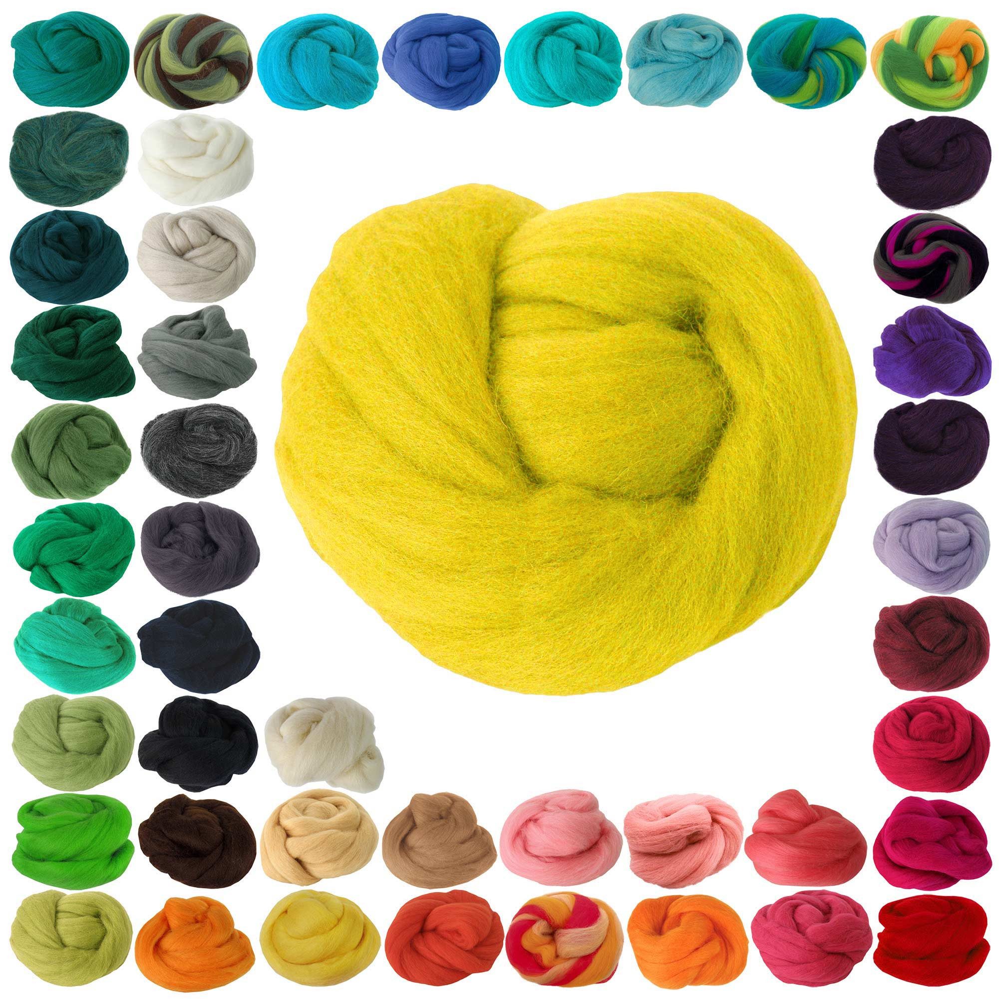 maDDma 25g Filzwolle / Märchenwolle, Nass- u. Trockenfilzen, Farbwahl Bastelgarn, zitronengelb