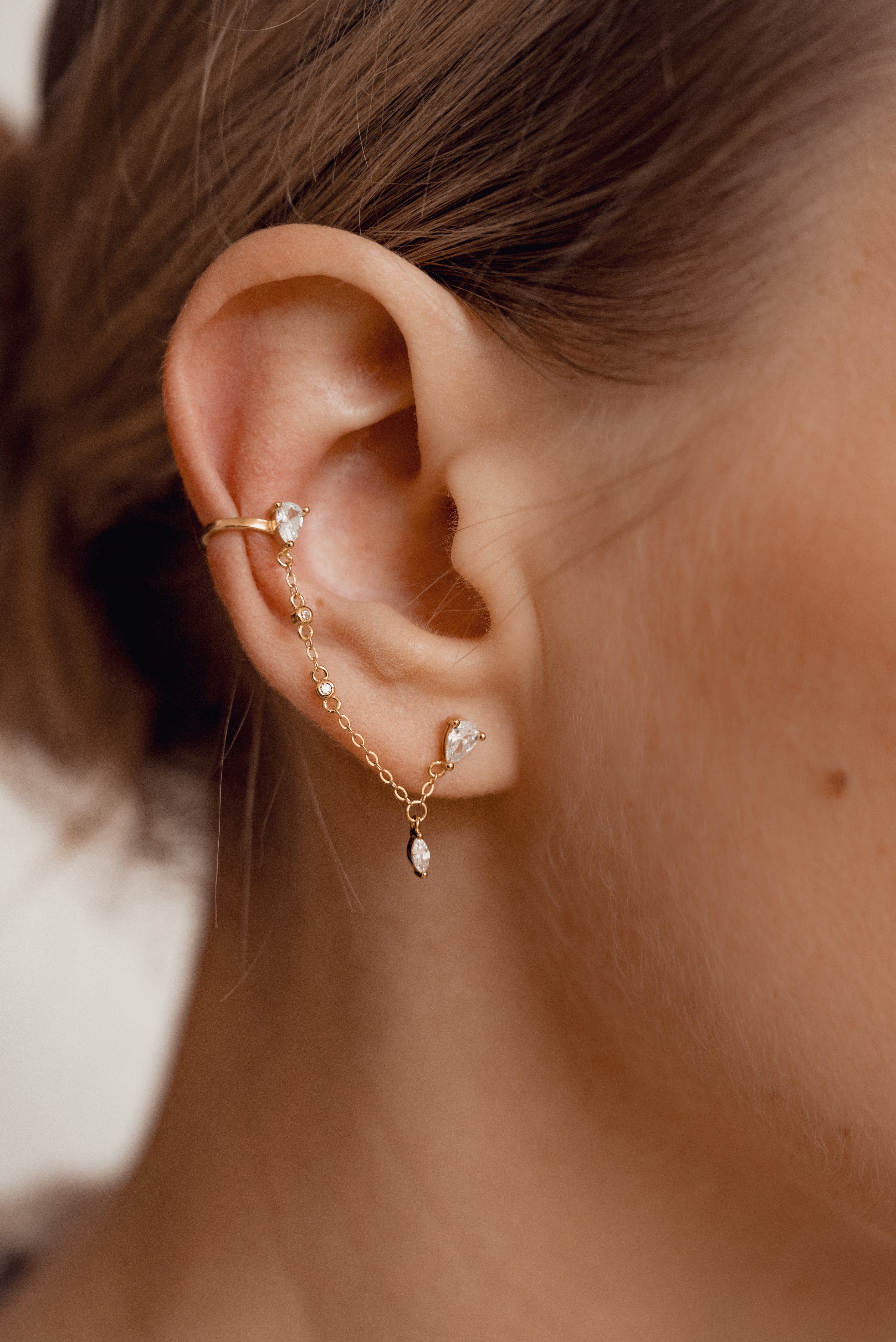 Hey Happiness Single-Ohrstecker Tropfen Zirkonia, Kettchen günstig online kaufen