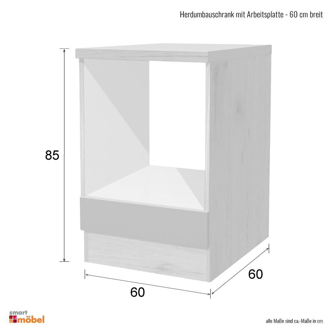 Flex-Well Herdumbauschrank Herdumbauschrank - 60 cm breit - Weiß Sonoma Eiche – Salerno