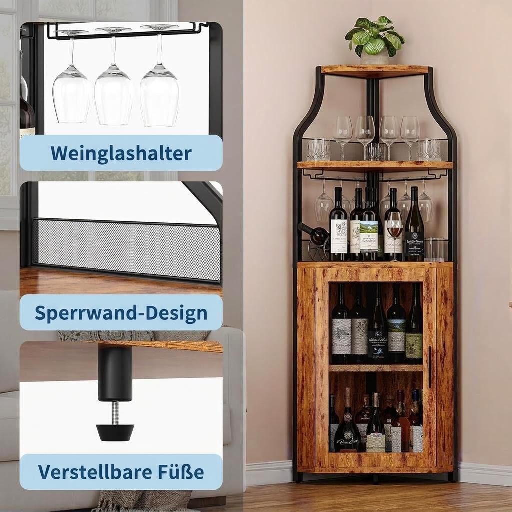 GarveeMore Weinschrank Weinregal Eckschrank Weinständer Barschrank mit Glashalter