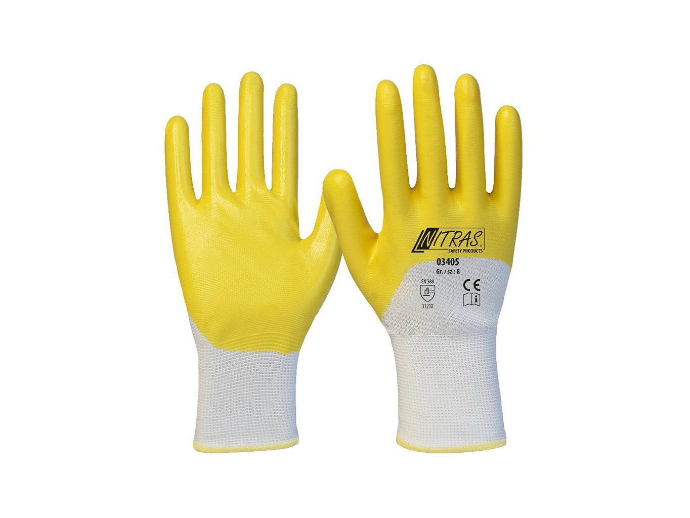 Nitras Arbeitshandschuhe Nitrilhandschuhe Polyester gelb Gr. 10 (XXL)
