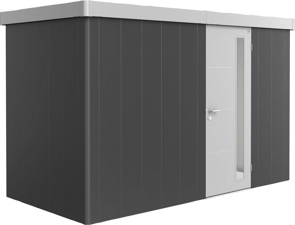 Biohort Gerätehaus Neo 1D Variante 3.1, BxT: 348x180 cm, Metall, Modernes  Design: glatte Wandoberfläche und elegantes Lichtband in der Tür