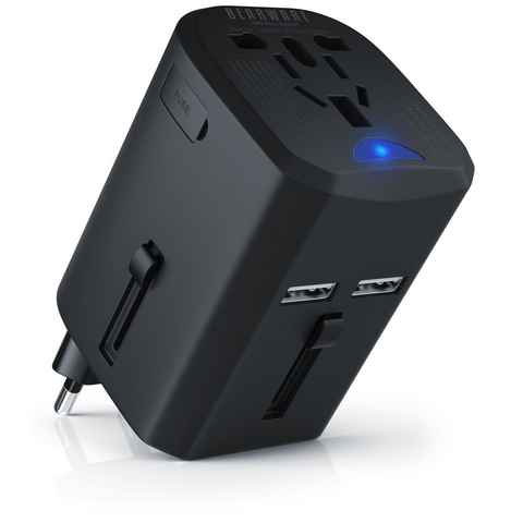 BEARWARE Reiseadapter, Universal, USB Ladestation, für 140 Länder/Regionen, 2x USB Buchse