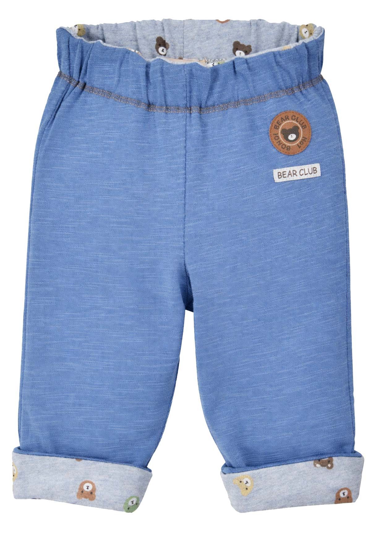 BONDI Trachtenlederhose Baby Jungen Wendehose 'Bear Club' 94034, Blau