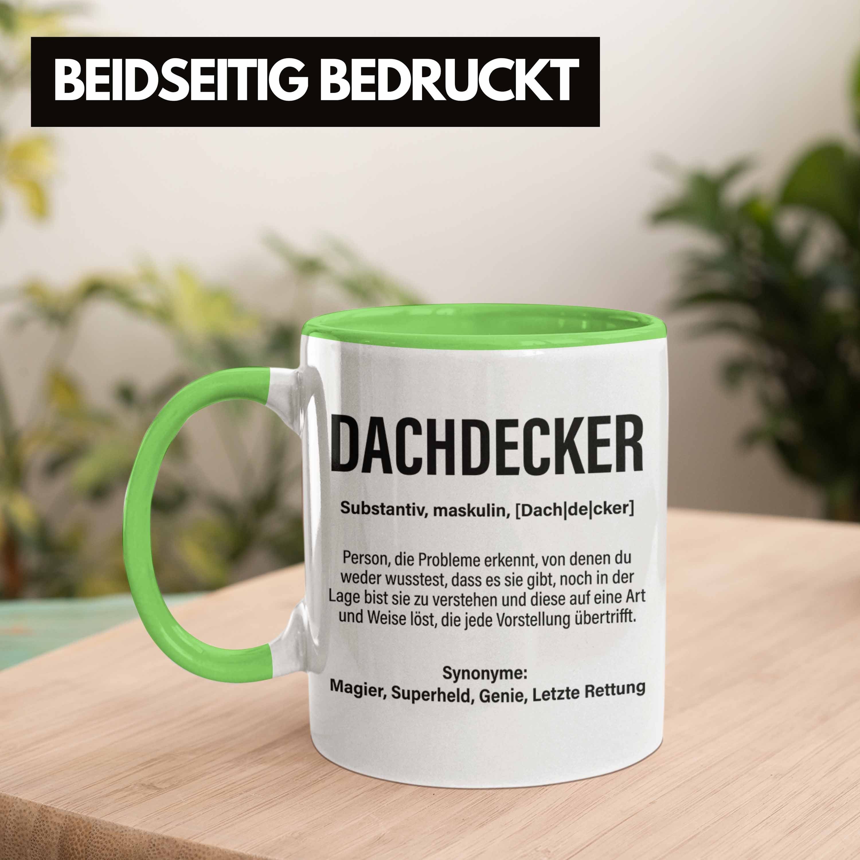 Trendation Tasse Trendation Dachdecker-Meister - Zubehör Männer Geschenk Geschenkidee Grün Dachdecker Lustig Kaffeetasse Mann Tasse