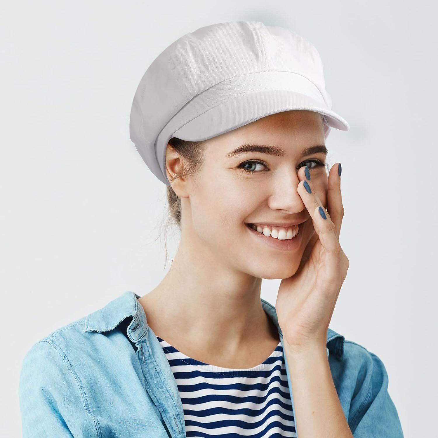 Zaewry Baskenmütze Damen Ballonmütze aus weichem Stoff, Schirmmütze, Vintage Style Bakerboy Schiebermütze, Newsboy Cap