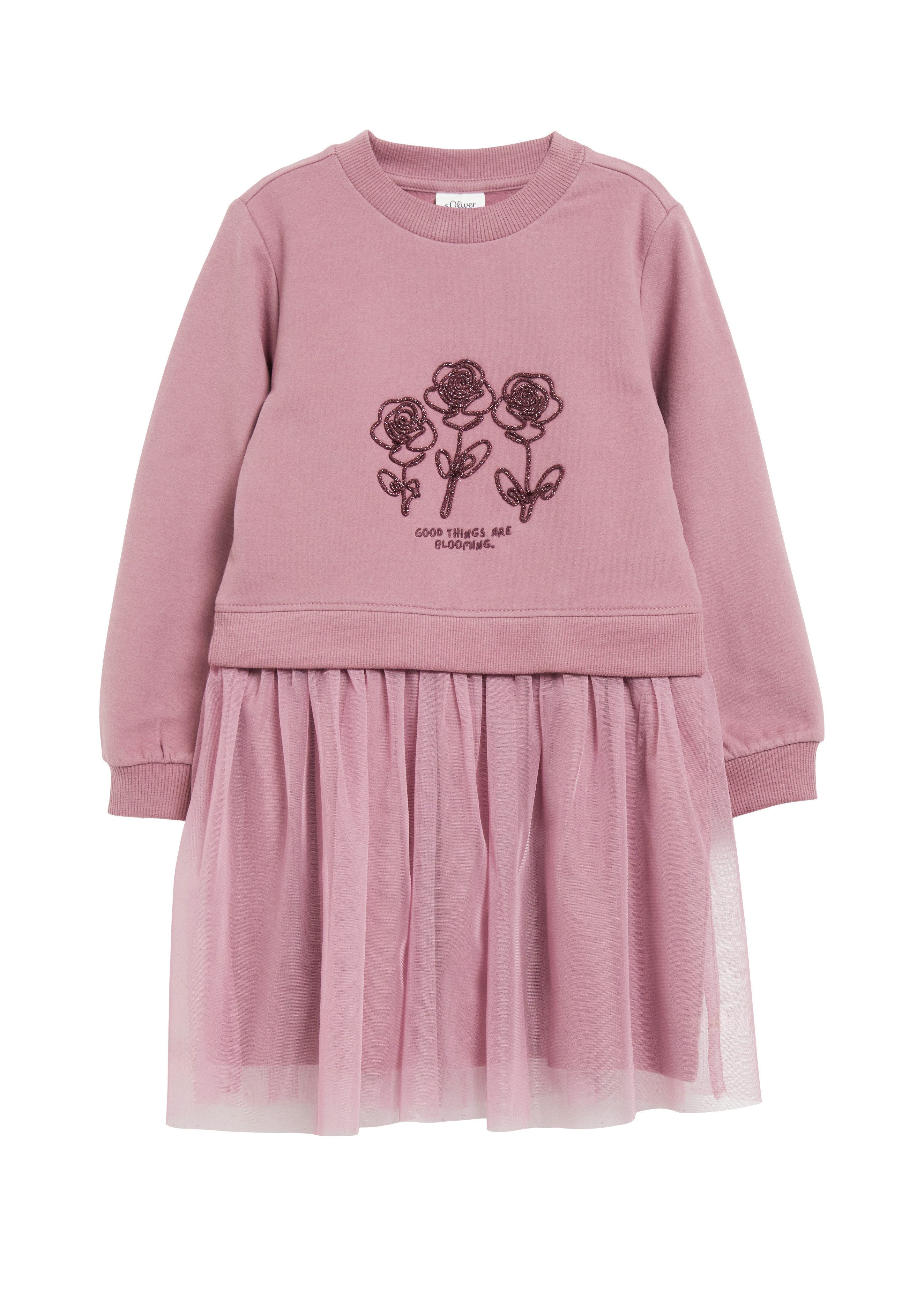 s.Oliver Junior Sweatkleid mit Tüllrock, Stickerei