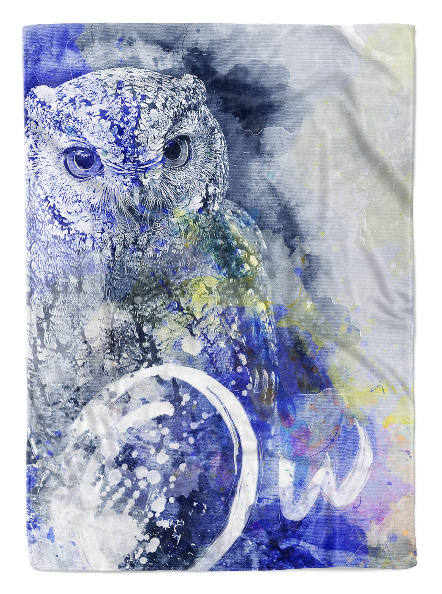 Sinus Art Handtücher Handtuch Strandhandtuch Saunatuch Kuscheldecke SplashArt Tier Serie Kunstvoll Owl Motiv, Baumwolle-Polyester-Mix (1-St), Handtuch