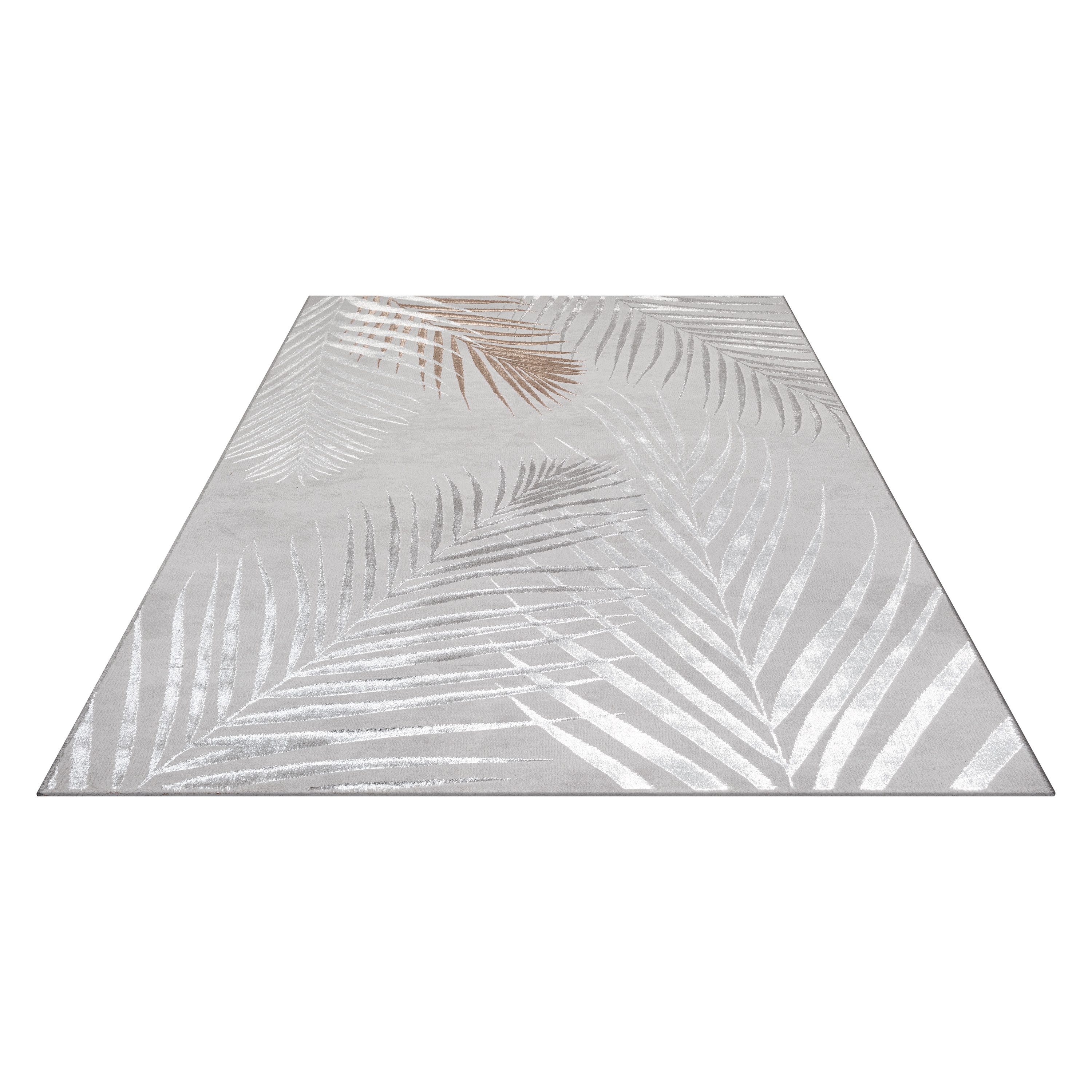 OTTO home Teppich Luvvi, rechteckig, Höhe: 8 mm, Kurzflor, modernes Blätter Design, Hoch-Tief-Struktur, Wohnzimmer