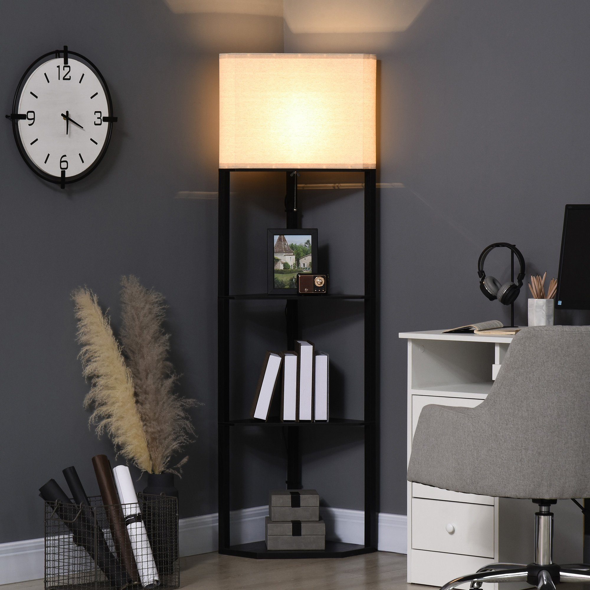 Stehlampe 40 W Standlampe mit E27 Sockel 3 Fächern
