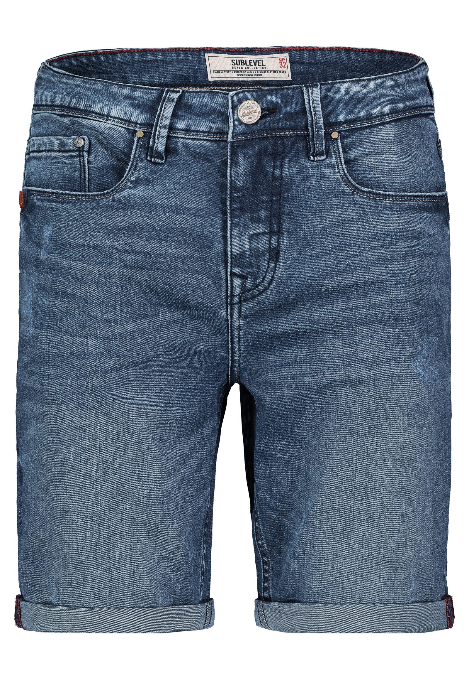 SUBLEVEL Jeansbermudas Herren Jeans Shorts kurze Hose Reißverschluss 5 Pock günstig online kaufen
