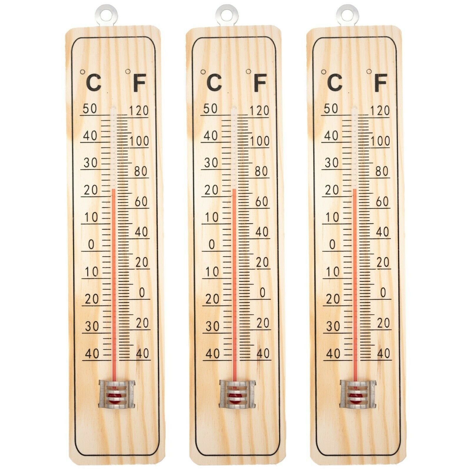 TSB Werk Raumthermometer Thermometer Innenthermometer Außenthermometer, 4-tlg., 1-8 Stk, Garten, Analog, Innen, Außen, Holz