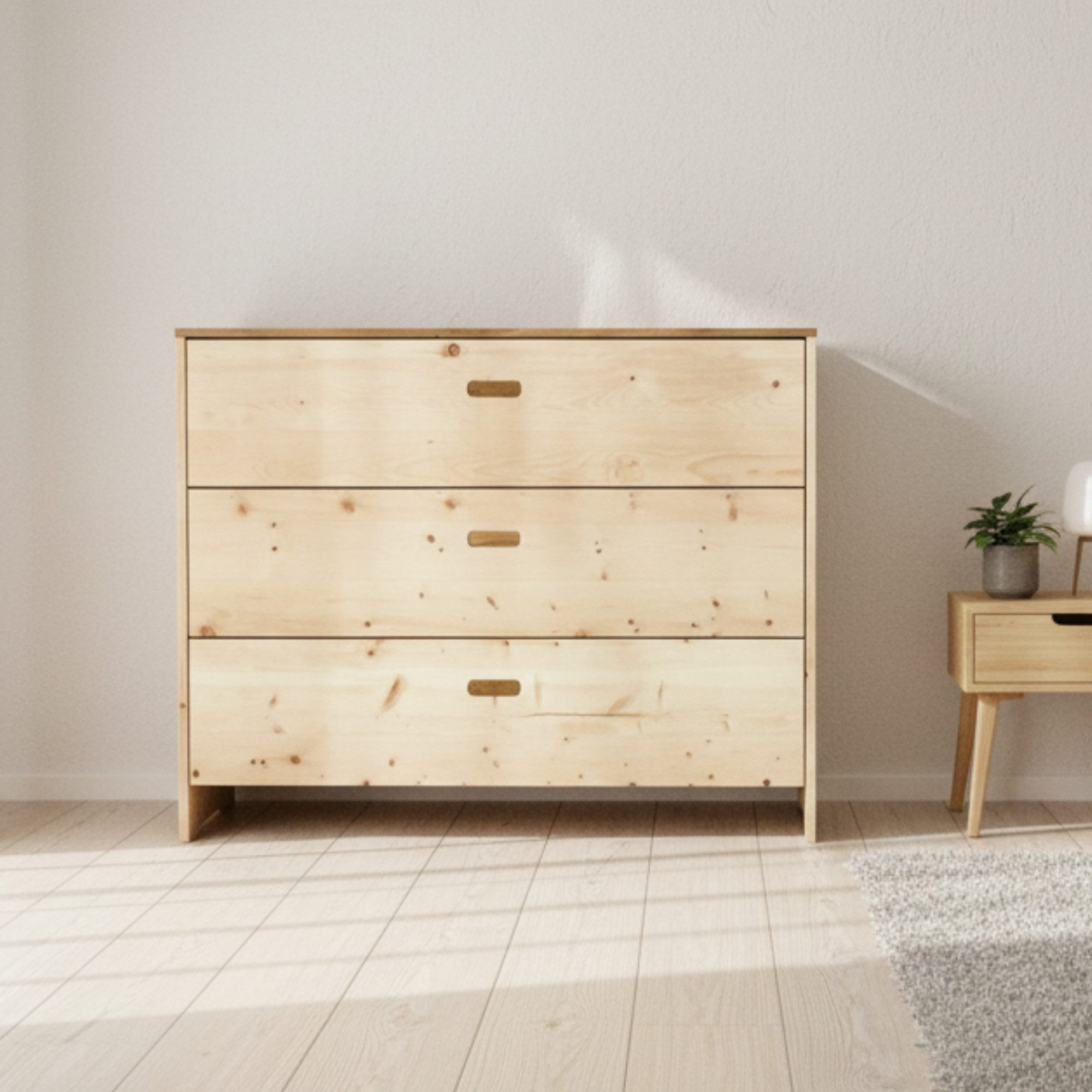 geborgenschlafen Schubkastenkommode Zirbenholzkommode - Tip-On Funktion - Massivholz Kommode, Handgefertigt in Deutschlan - Mit verstecktem Zusatzfach