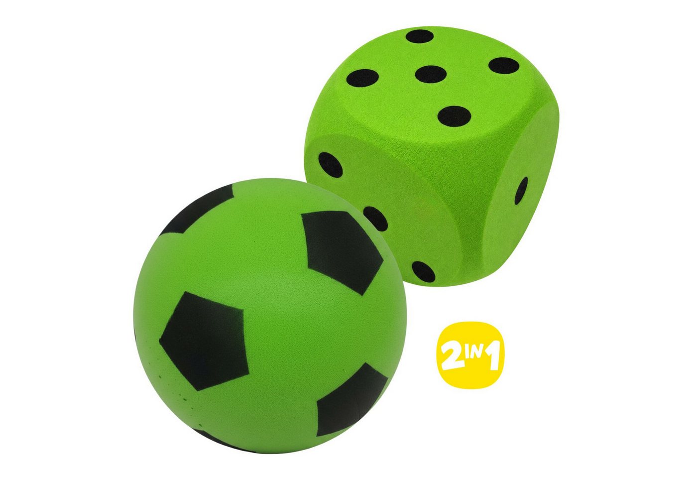 alldoro Spielball 2 in 1 Set - Schaumstoffball & Schaumstoffwürfel grün für Kinder ab 3, extra weich & leise, für drinnen & draußen zum Spielen & Lernen