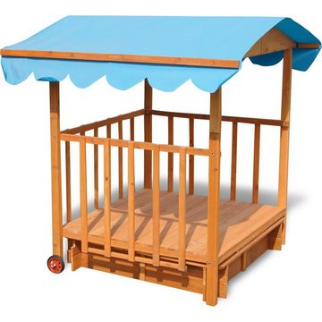 metra-direkt Sandkasten mit Spielveranda - Überdacht & Wettergeschützt - Kiefernholz, Kinder Outdoor Sandkasten