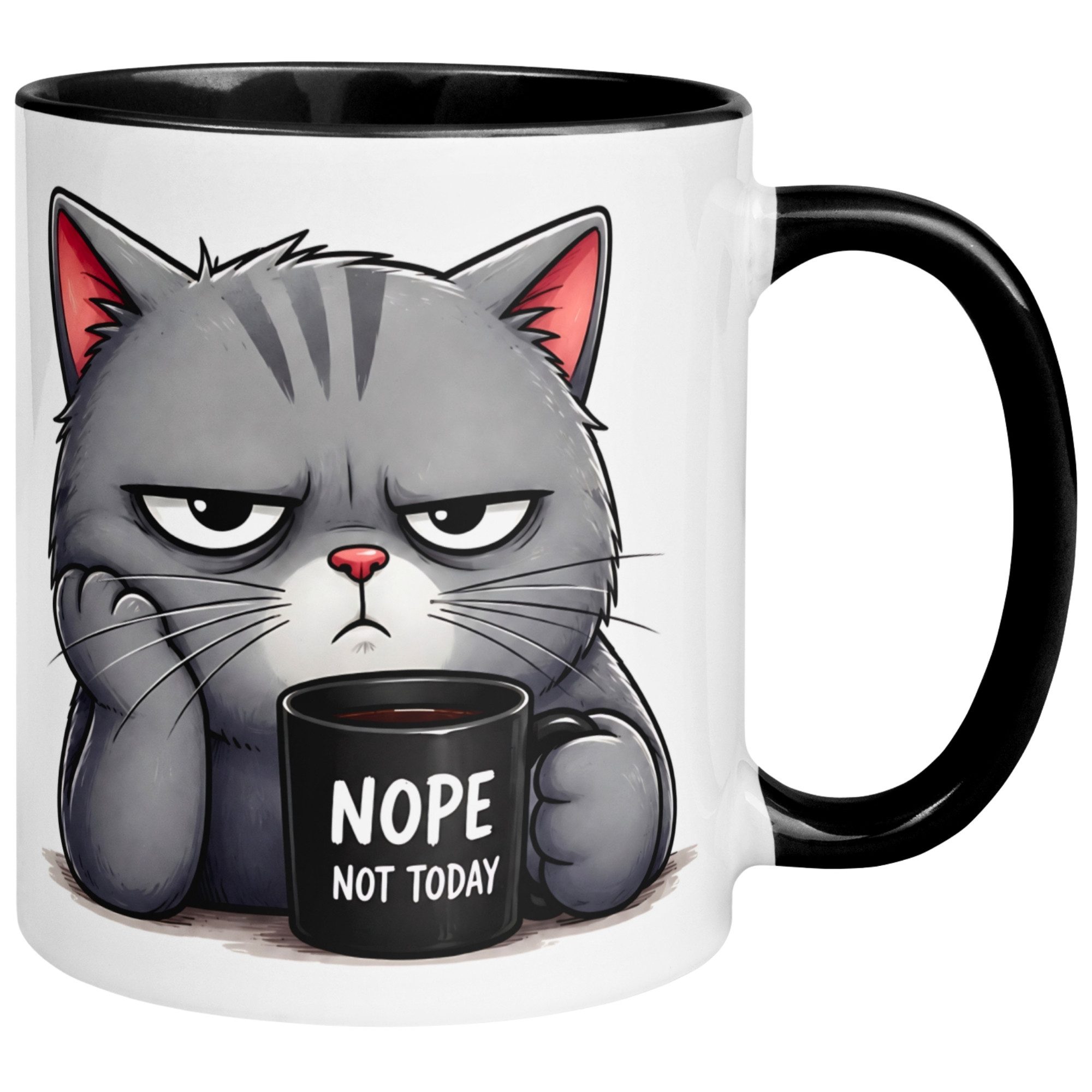 Momentals Tasse Katze – Ich würde ja aufstehen – lustiges Katzen Geschenk Morgenmuffel, Gratis Versand · Links-&Rechtshänder · Spülmaschinenfest