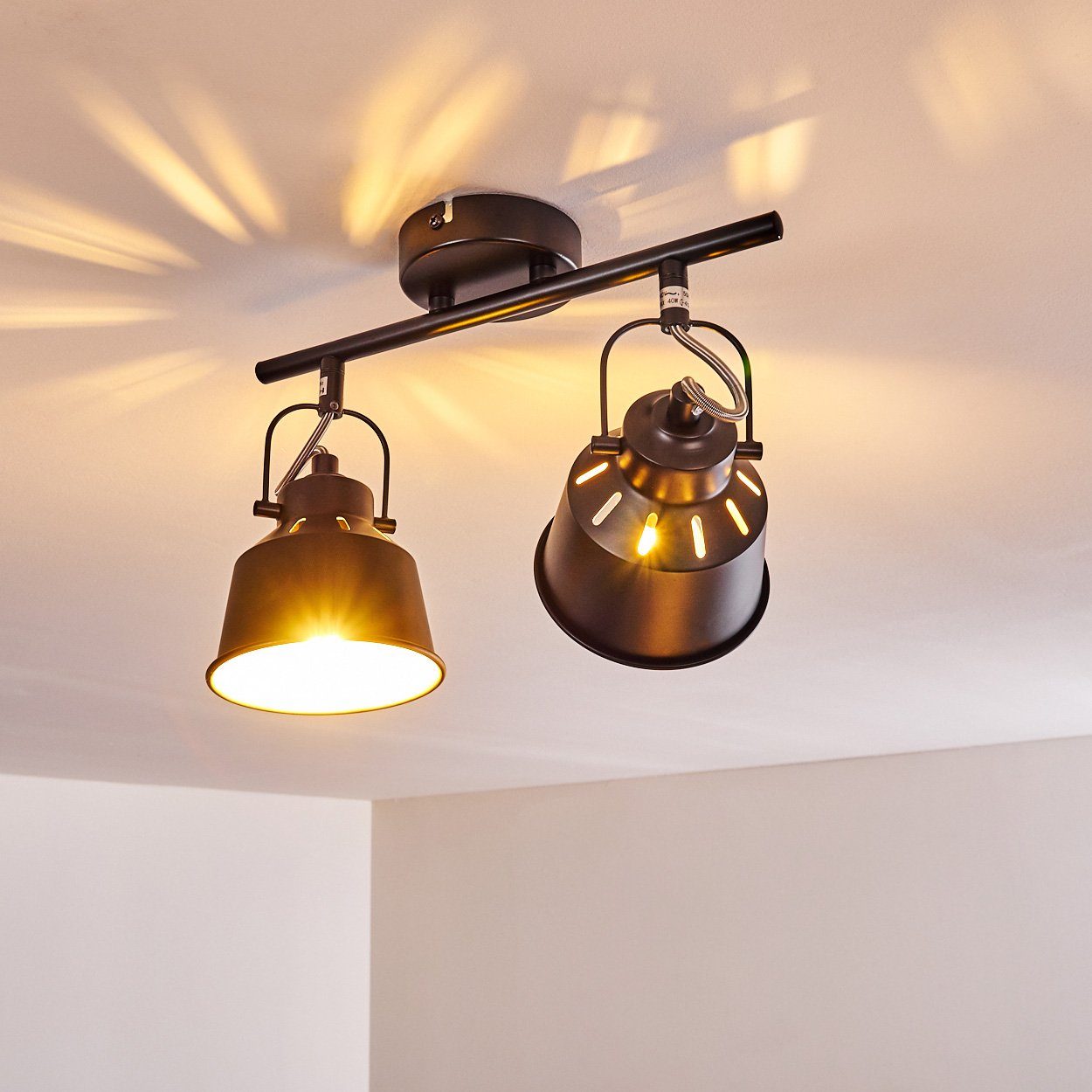 hofstein Deckenleuchte »Rimini« Deckenlampe aus Metall in Schwarz/Gold, ohne Leuchtmittel, mit verstellbaren Strahlern, 2xE14, Spot im Retro/Vintage Design – Bild 4 von 5