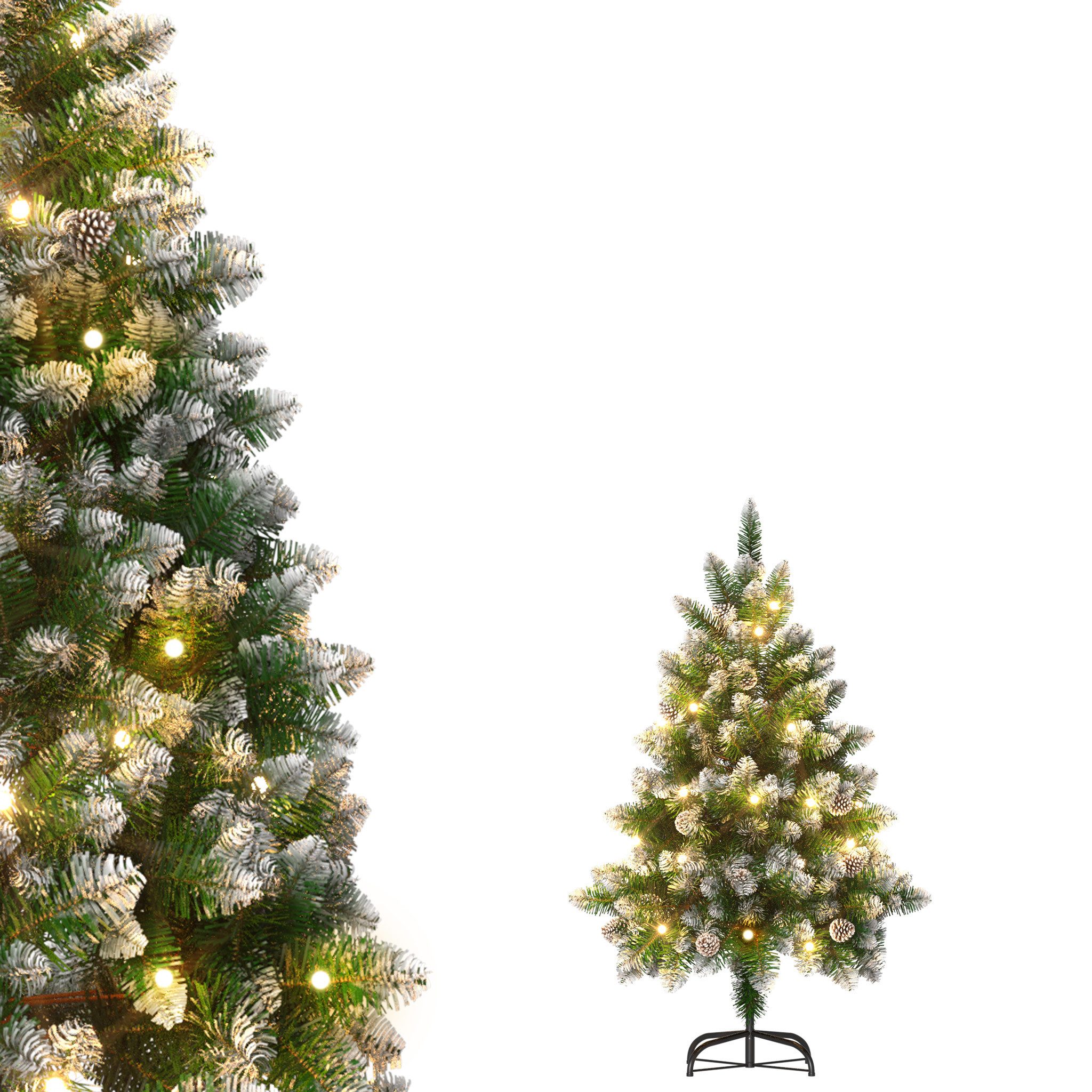 FIVMEN Künstlicher Weihnachtsbaum Tannenbaum mit Beleuchtung LED warm-weiß inkl. Metallständer