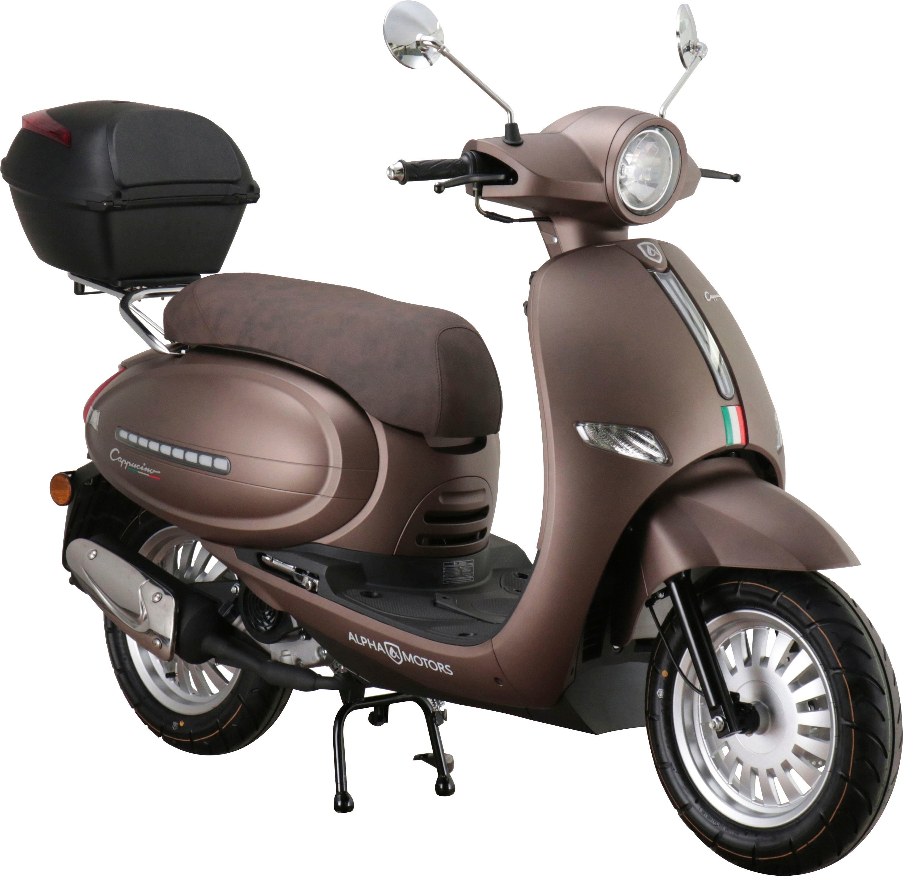 Alpha Motors Motorroller Cappucino, 125 ccm, 85 km/h, Euro 5+, (Spar-Set, mit Topcase), inkl. Topcase