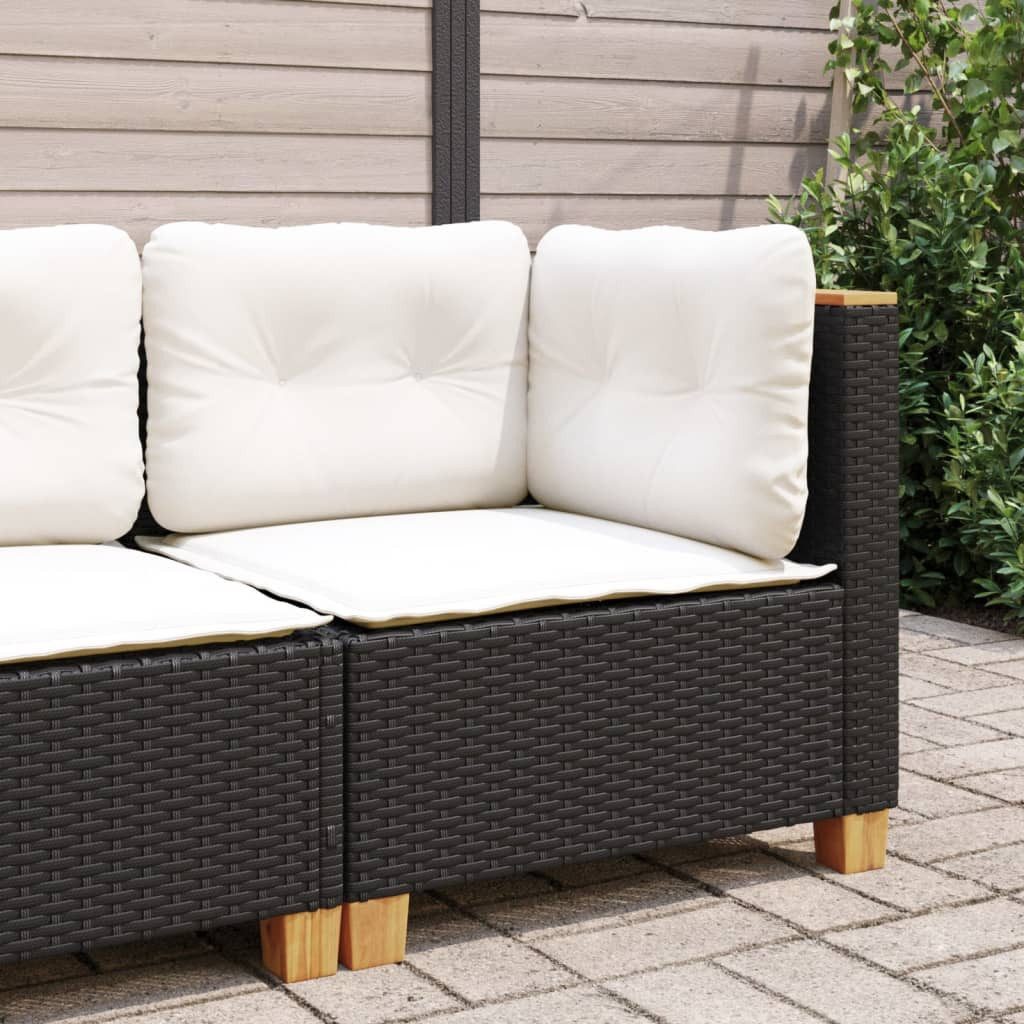 vidaXL Loungesofa Garten-Ecksofa mit Kissen Schwarz günstig online kaufen