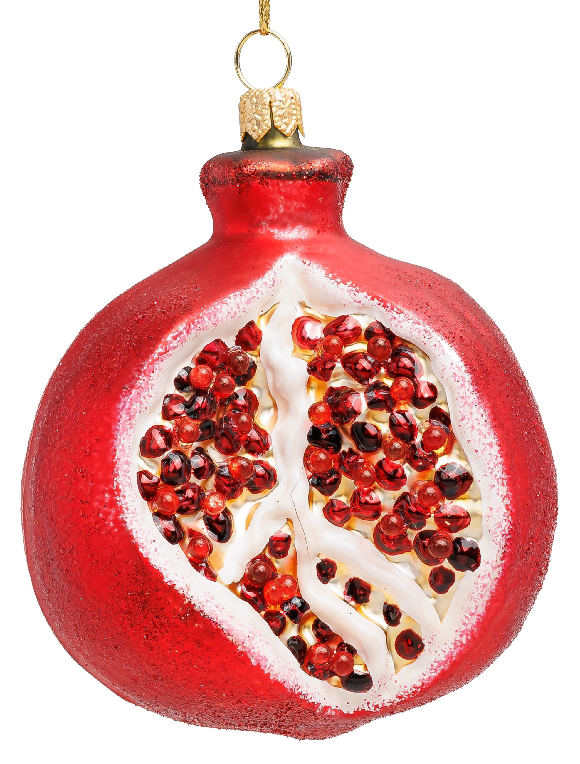 SIKORA Weihnachtsbaumkugel Granatapfel besondere Weihnachtskugel Glas Figur Anhänger – BS059, Premium Christbaumschmuck Deko - traditionell & außergewöhnlich