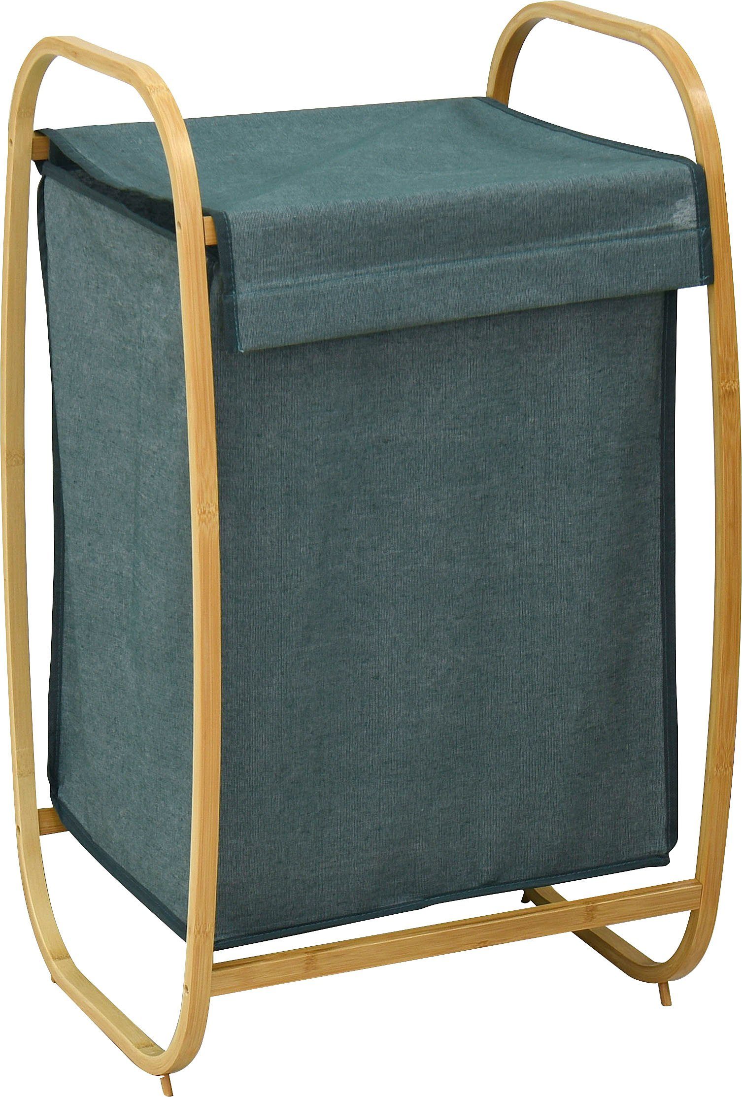 welltime Wäschekorb cm, Wäschesortierer Rica, Breite 43 Costa mit dunkelgrün Deckel Bambus, Wäschesack aus