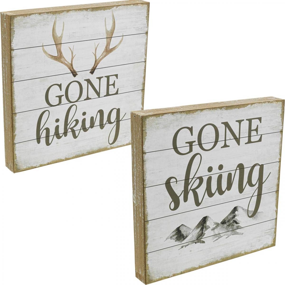 Posiwio Weihnachtsmann Vintage Wanddeko Holz Schilder mit Sprüchen 20x20cm Set, 2 Stück