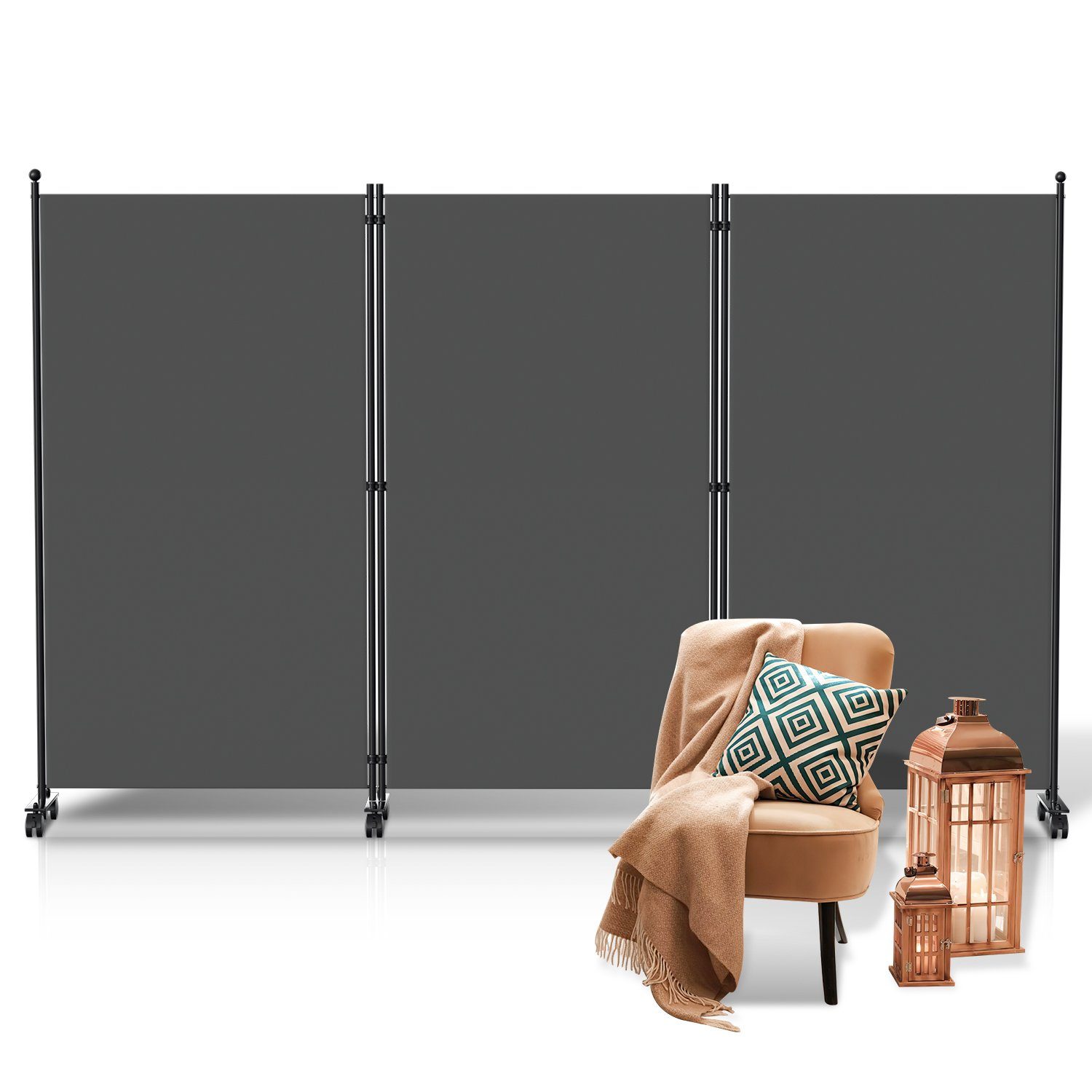 Clanmacy Paravent Raumtrenner mit Rollen Klappbar Garten Sichtschutz Spanische Wand