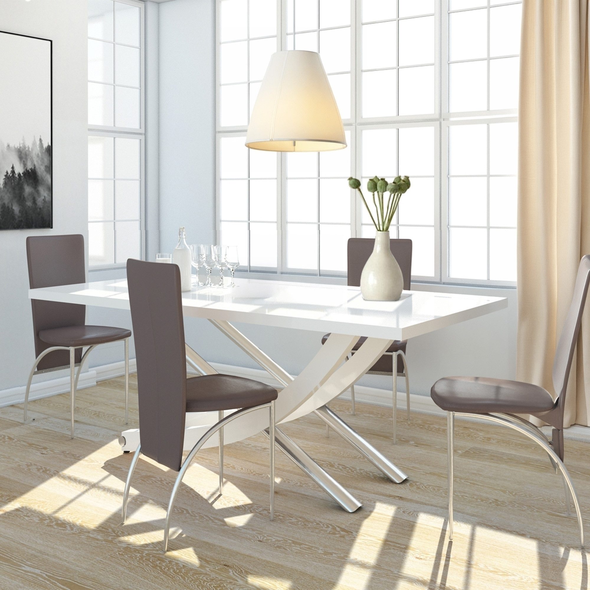 freiraum Esstisch Kassel, Weiß Hochglanz MDF - 160x76x90cm (BxHxT)