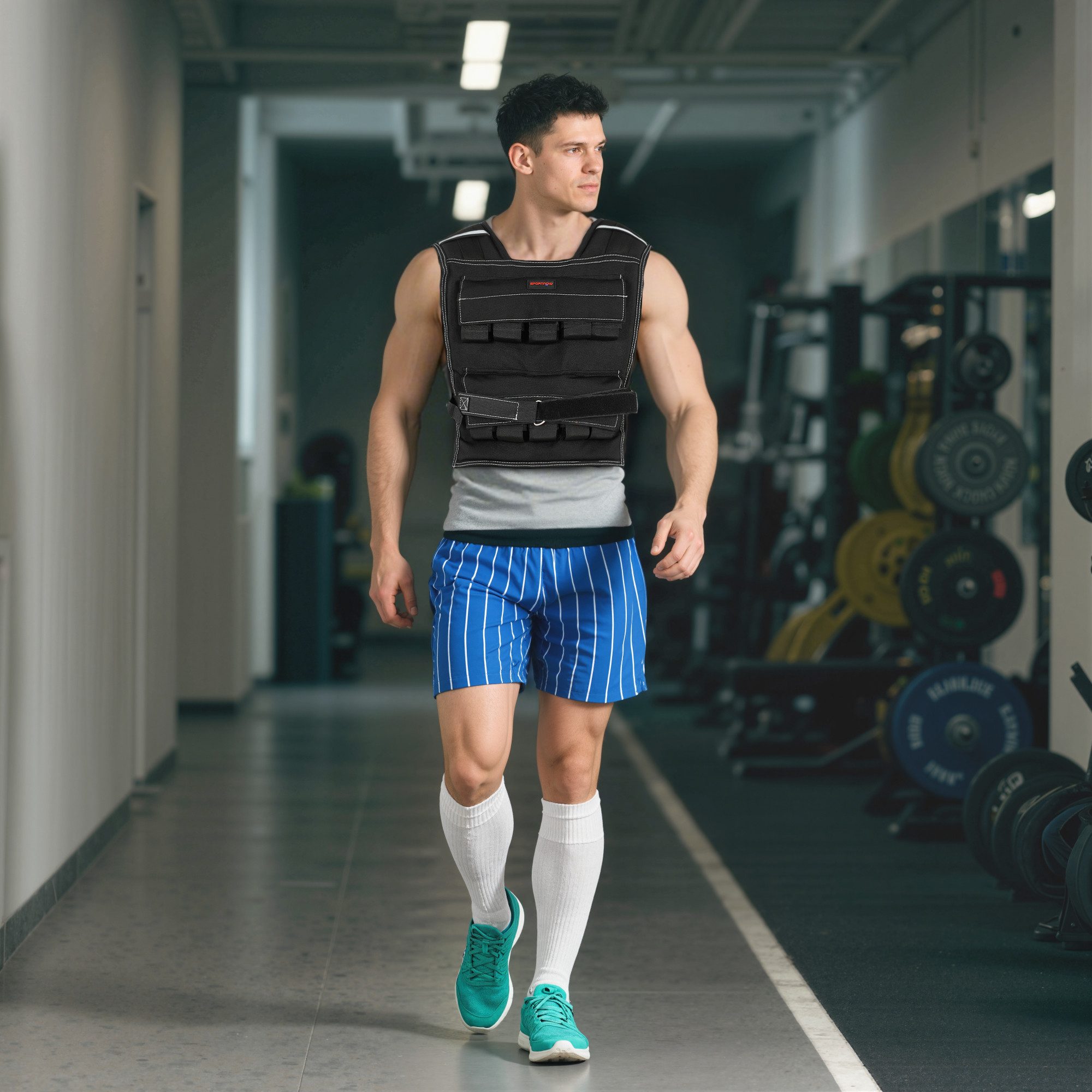 SPORTNOW Gewichtsweste verstellbar, 20kg mit Reflektierenden Streifen, (Trainingsweste, 1-tlg., Laufweste), für Gewichtheben, Laufen und Fitness, Körpergewichtstraining